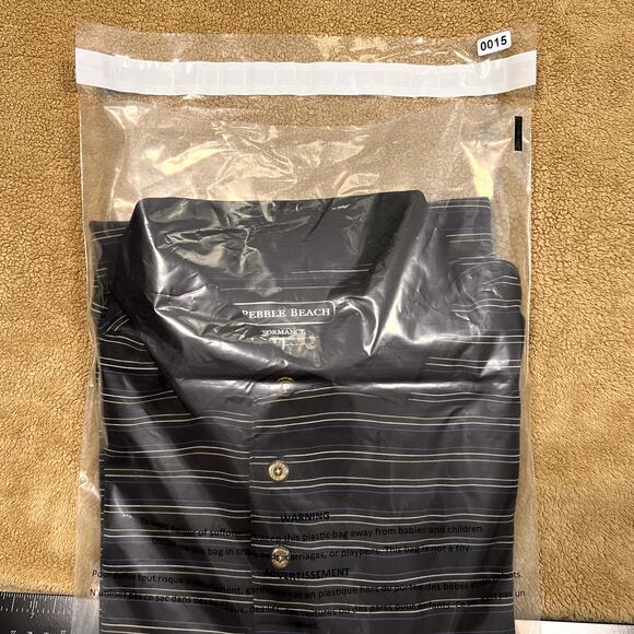 Pebble Beach Golf Mens Performance Black Striped Short Sleeve Polo Shirt Size L - Picture 7 of 7